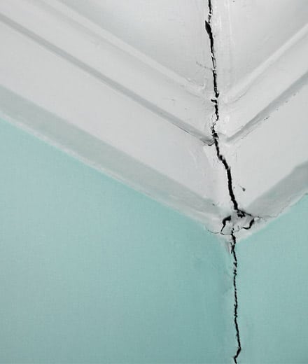 Cracking molding and paint on wall corner